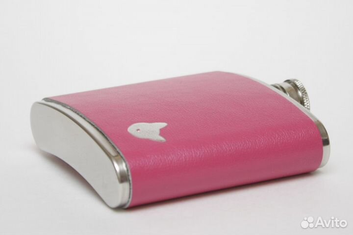 Розовая фляжка женская. Фляжка в коже