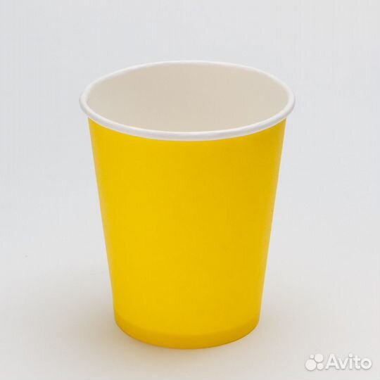 Стакан картонный 250мл 1-сл. желтый d80мм