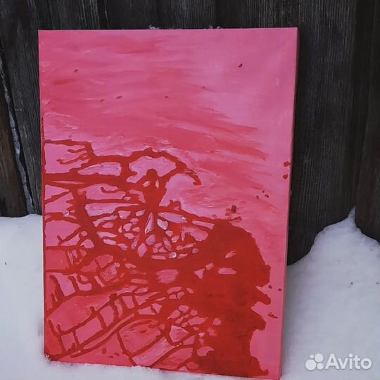 Бордовая интерьерная картина