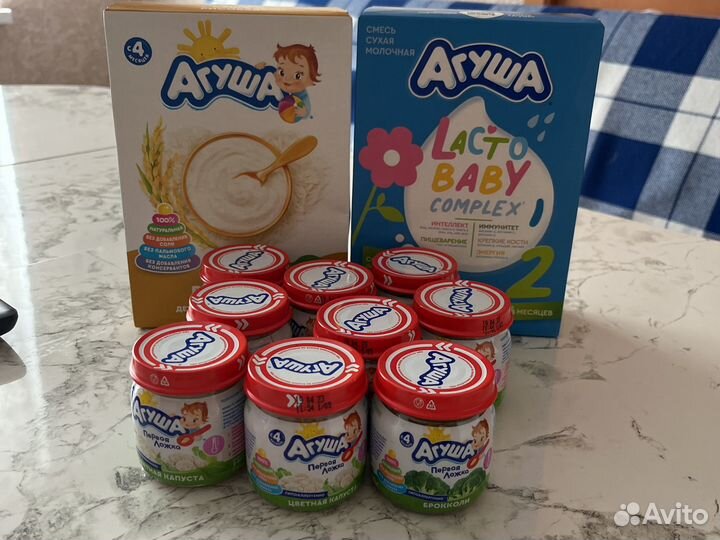 Пюре агуша овощное, каша и смесь