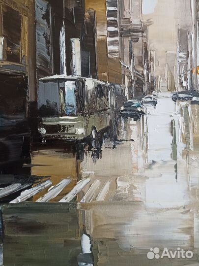 Живописная интерьерная картина, холст масло 90-90