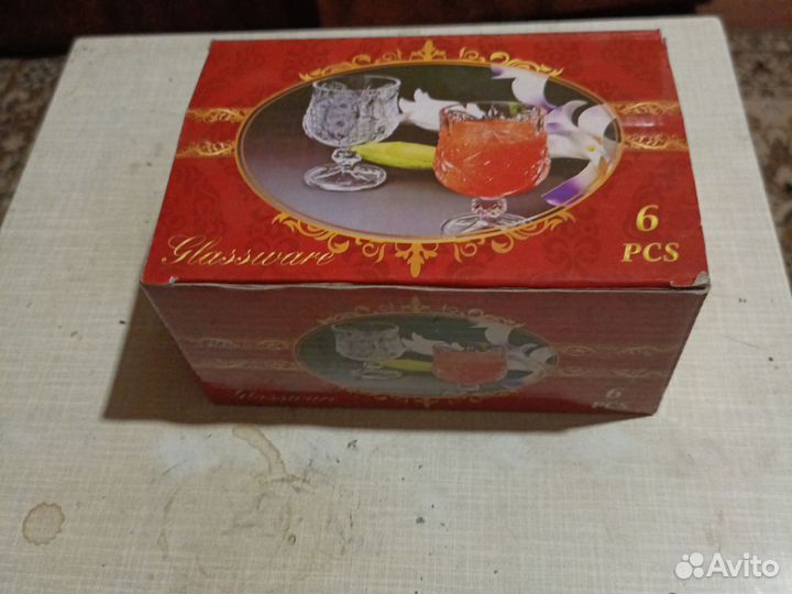6хруст. Рюмок. Новые. На ножке