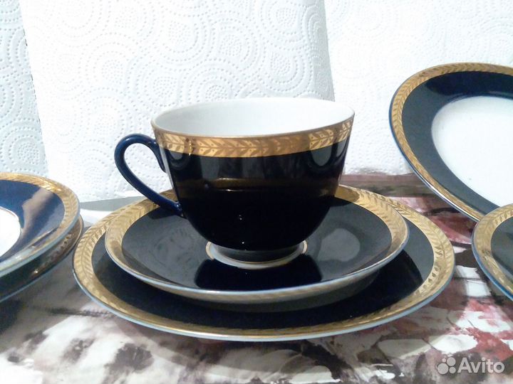 Кобальт.чайные пары.тарелки СССР лфз