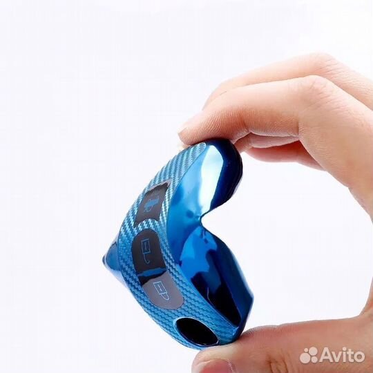 Чехол на ключ Mazda / Мазда 3 кнопки TPU carbon blue