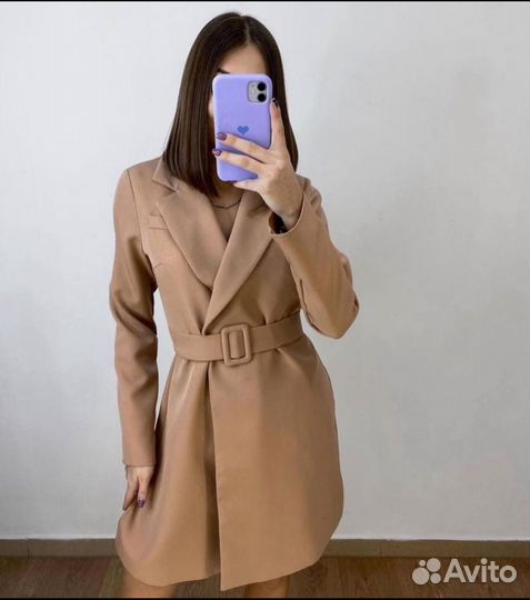 Платье пиджак бежевое