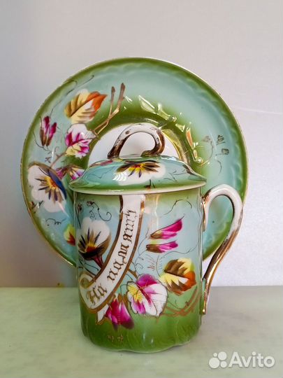 Заварочнный бокал с крышкой на блюдце Кузнецов