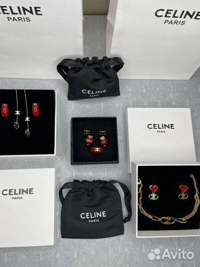 Celine серьги браслет кольцо