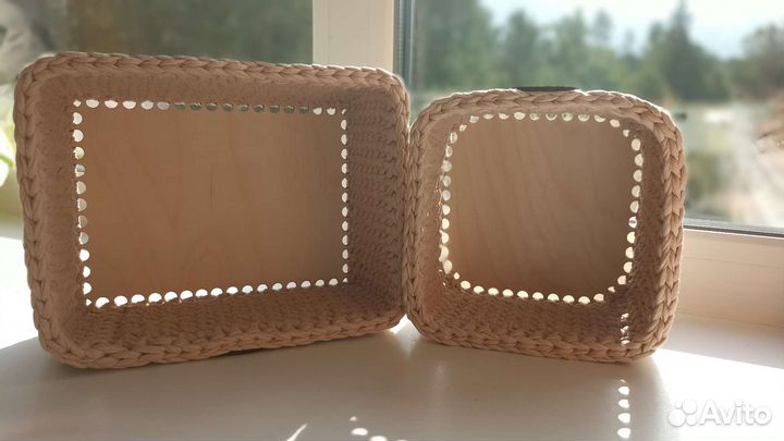 Набор корзинок из трикотажной пряжи