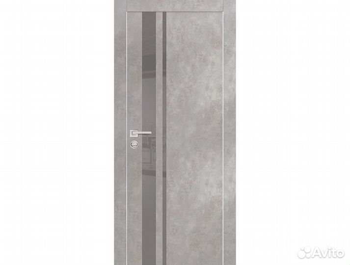 Дверь PX-16 AL Серый бетон со стеклом 200х60см