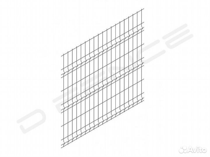 Забор 3D сетка, 3Д панель 2,64х1,5 м, д.3/4 мм, Zn