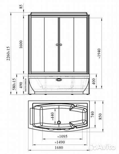 Душевая кабина 168х85х226 Radomir Элис K1 1-04-1