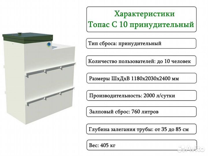 Септик топас-С 10 пр принудительный Гарантия