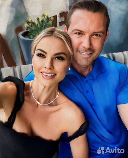 Портрет по фото + печать на холсте