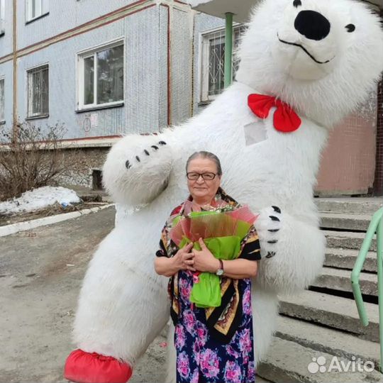 Белый Мишка поздравление Аниматор ростовые куклы