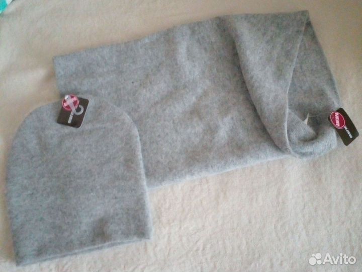 Шапка и снуд. Комплект. Ангорка