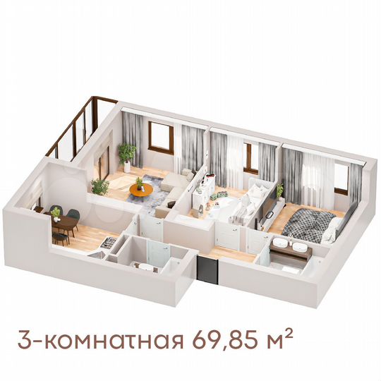 3-к. квартира, 69,9 м², 7/10 эт.