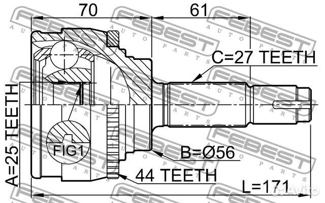 Шрус наружный 25x56x27 (nissan avenir W10 1990-199