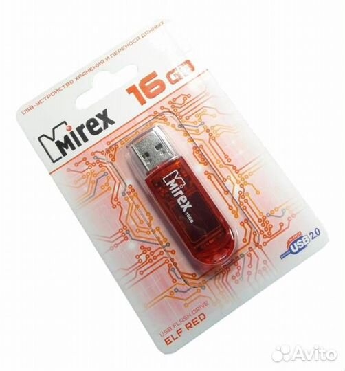 USB флешка Флешка 16 гб Mirex Elf Red