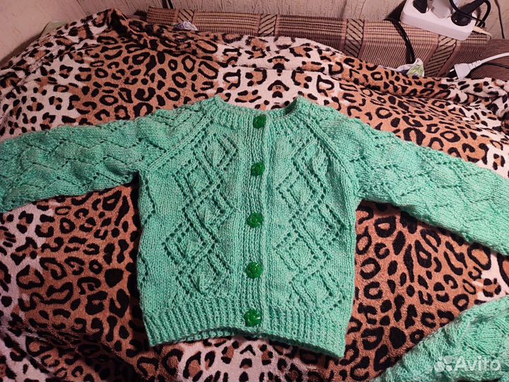 Детский вязаный костюм, ручной работы, на 3-4 года