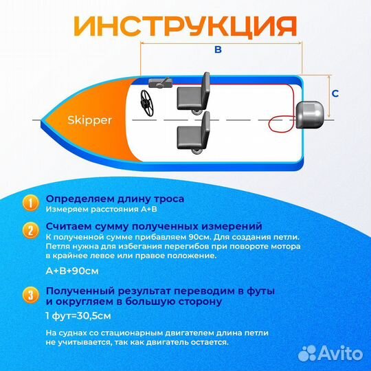 Трос управления газ/реверс Skipper C2 5 футов