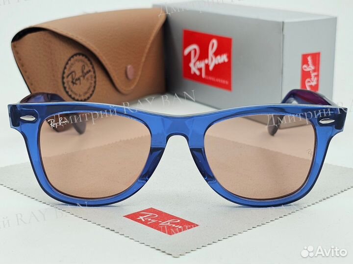 Очки Ray Ban 2140 Wayfarer Blue Pink Стекло 50 мм