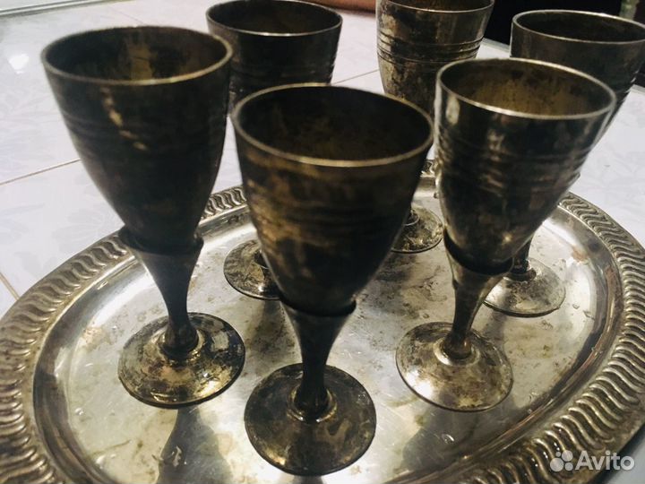 Набор рюмок на подносе (6 шт)epns, Индия