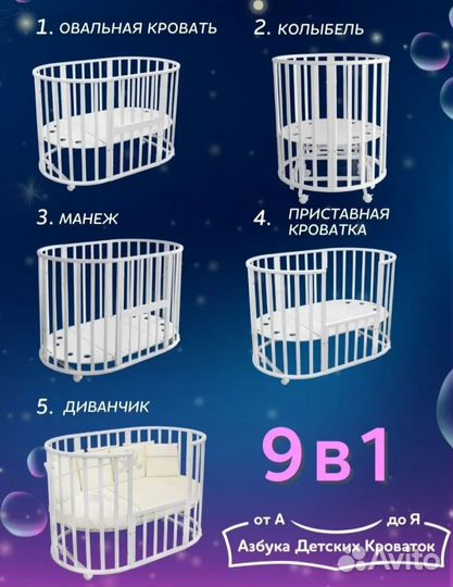 Детская кроватка трансформер 9 в 1