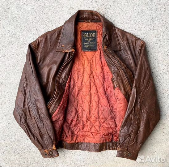 Винтажная кожаная куртка пилот 90