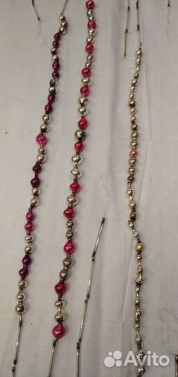 Три ёлочные гирлянды бусы из стекляруса СССР