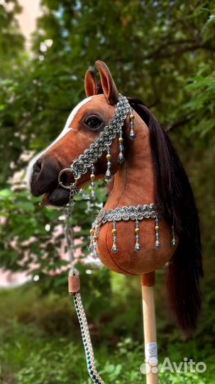 Хоббихорс реалистичный, лошадка на палочке