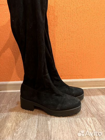 Сапоги ботфорты 38 размер замшевые