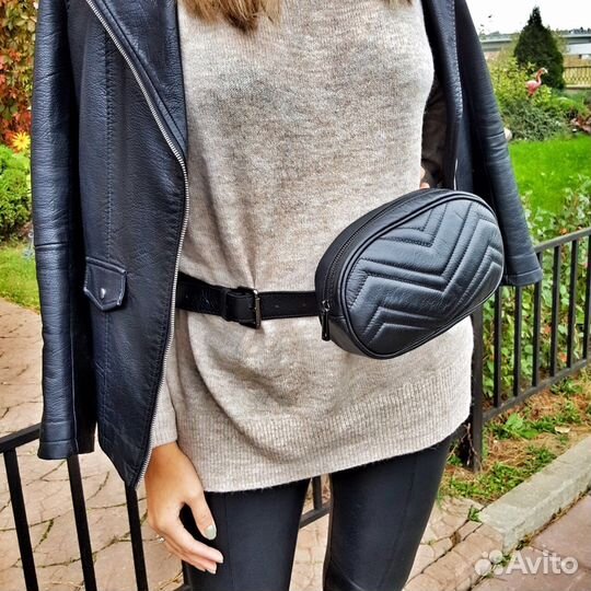 Кожаная сумка на пояс Италия