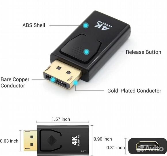 Адаптер Переходник DisplayPort hdmi 4K 60Hz