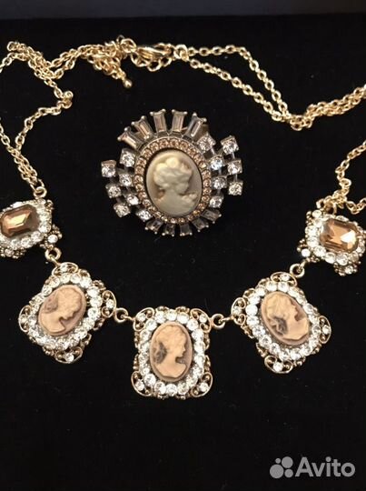 Колье и кольцо камея италия