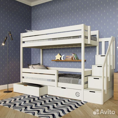 Двухъярусная кровать натуральный массив