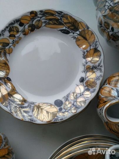 Тарелки золотой сад лфз, красное клеймо, СССР