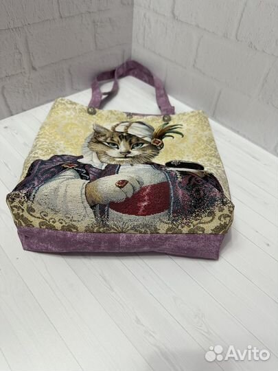 Сумка шоппер из гобелена, ручная работа