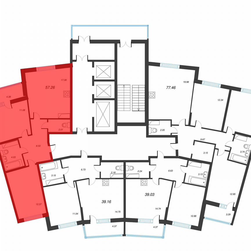 2-к. квартира, 59,5 м², 3/22 эт.