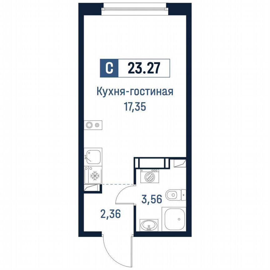 Квартира-студия, 23,3 м², 14/18 эт.