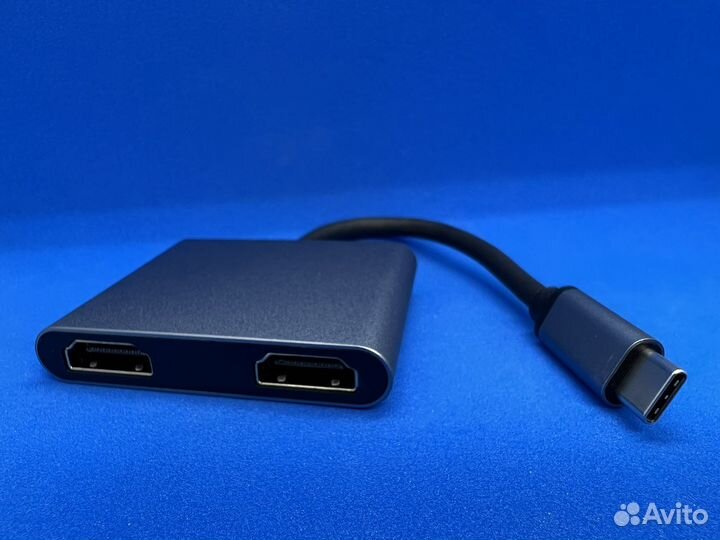 Адаптер док-станция type c 4 в 1 hdmi x2, usb, pd