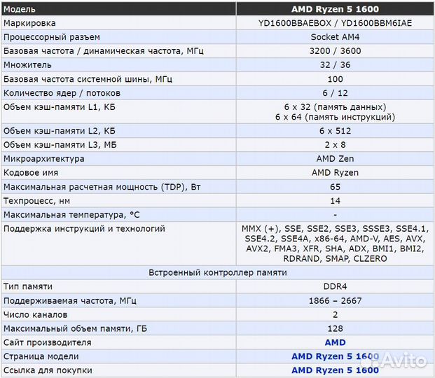 Процессор Ryzen 5 1600