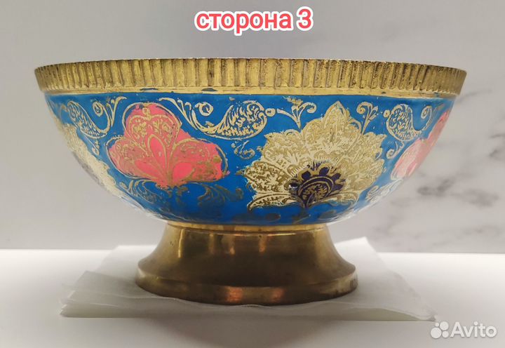 Ваза для конфет латунь, эмаль 70-е г Индия