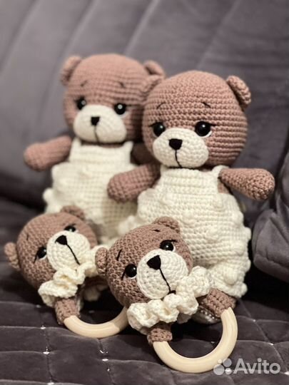 Вязанный набор игрушка погремушка