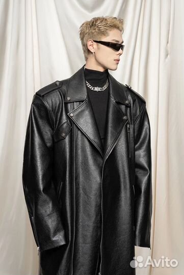 Кожаный тренч balenciaga type long leather