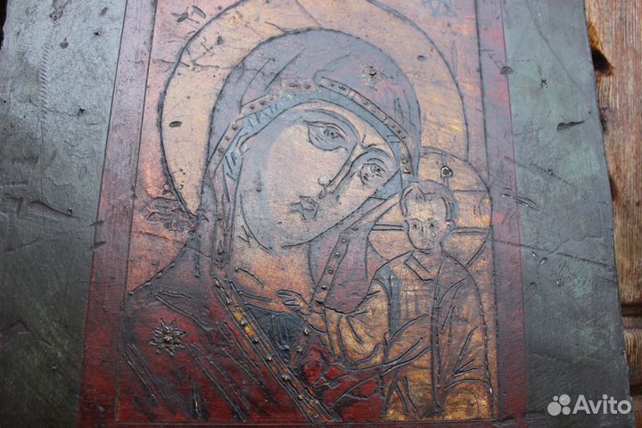 Старая икона Богородицы Казанская 40*31 живопись