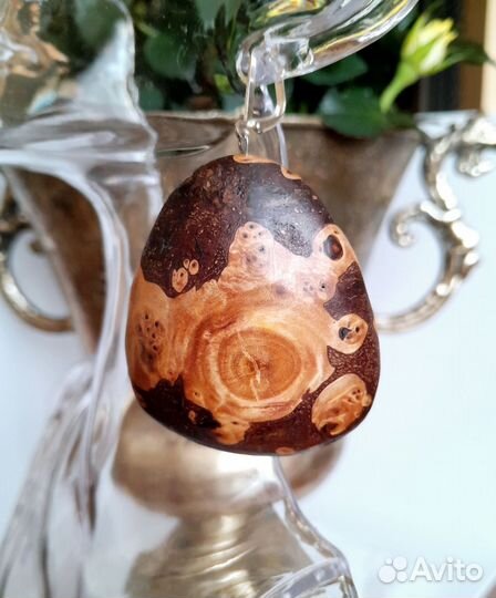 Серьги. Берёзовая капа. Ручная работа