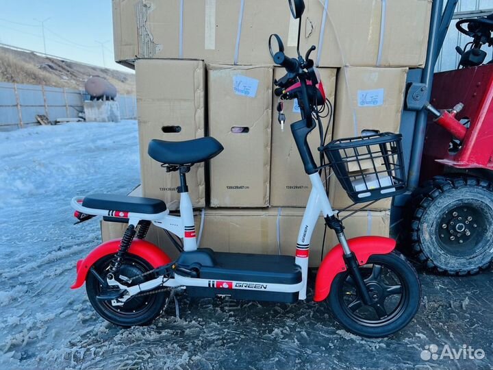 Электроскутер green красный двухместный