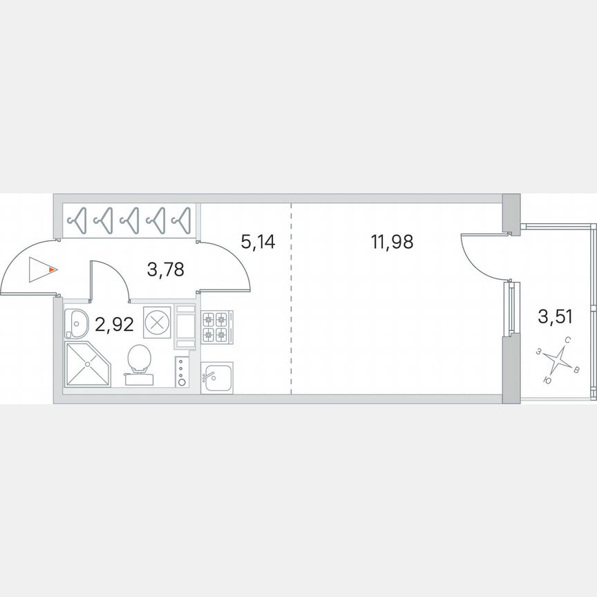 Квартира-студия, 24,9 м², 4/4 эт.