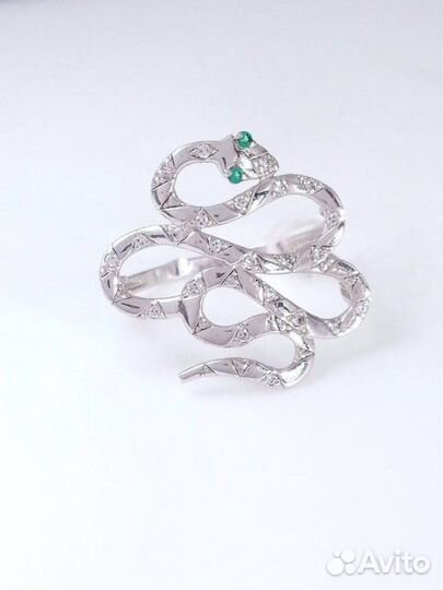 Серебряное кольцо Змея, 925 проба, 18,5 размер