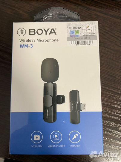 Петличный беспроводной микрофон Lightning boya WM